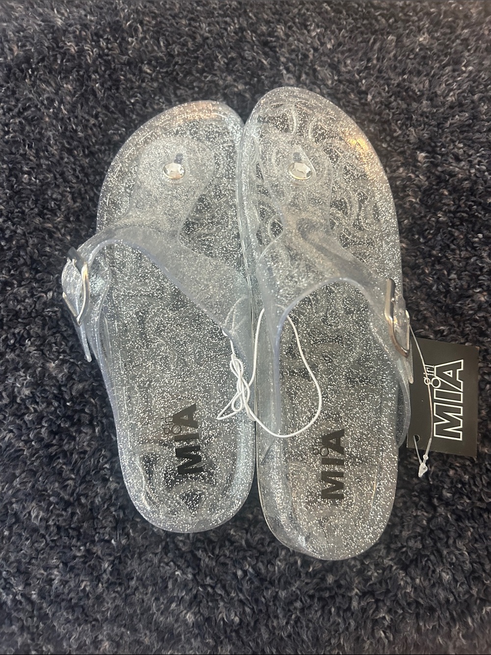 MIA Silver Glitter Jelly Thong Sandals